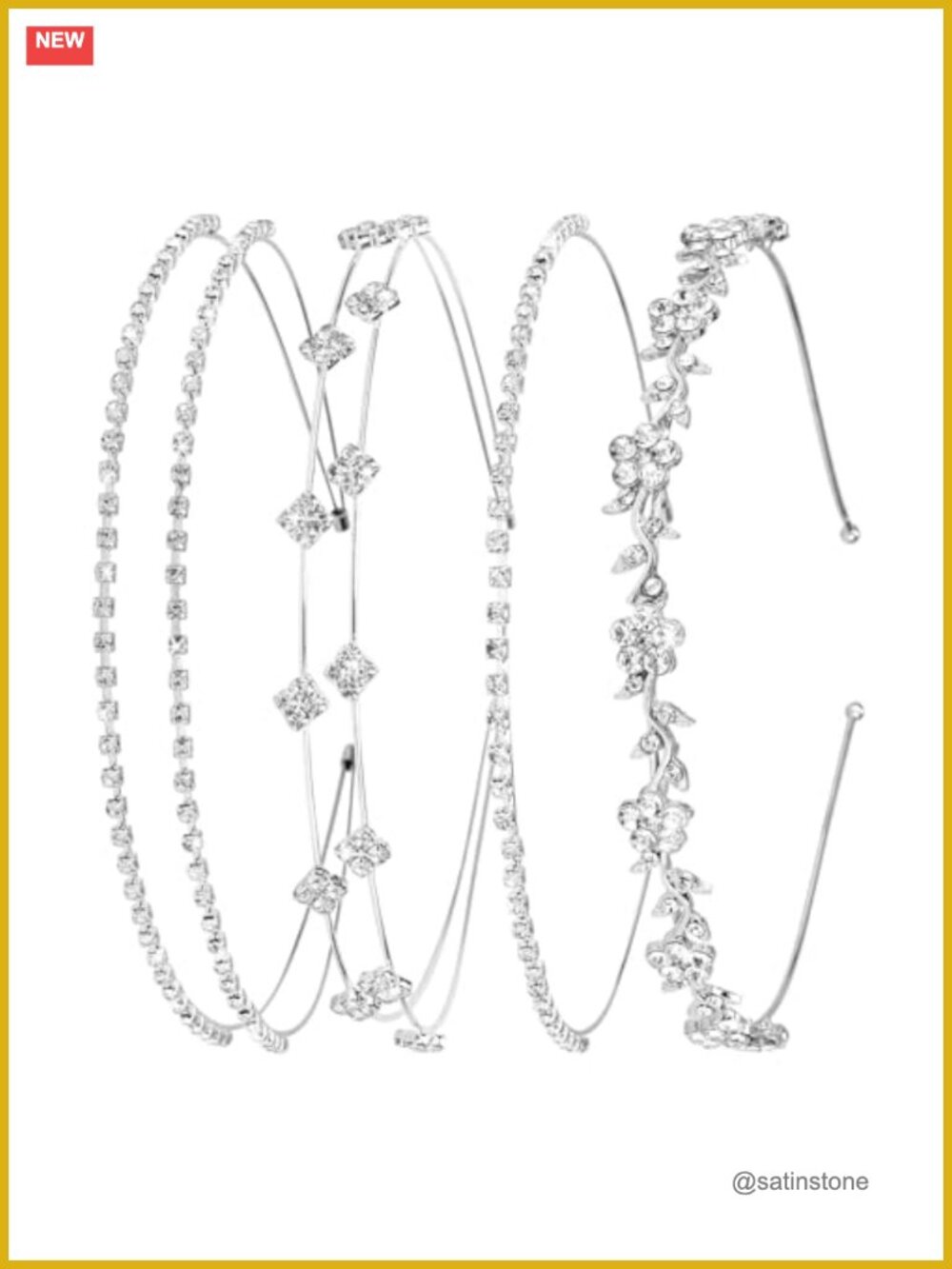 4 Pc Rhinestone Crystal Wedding Tiara Headbands Metal Hair Accessories